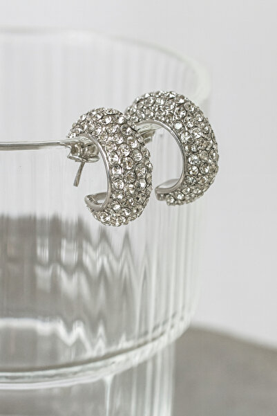 monalisatoka Kadın Zirkon Taşlı Yuvarlak Gümüş Küpe