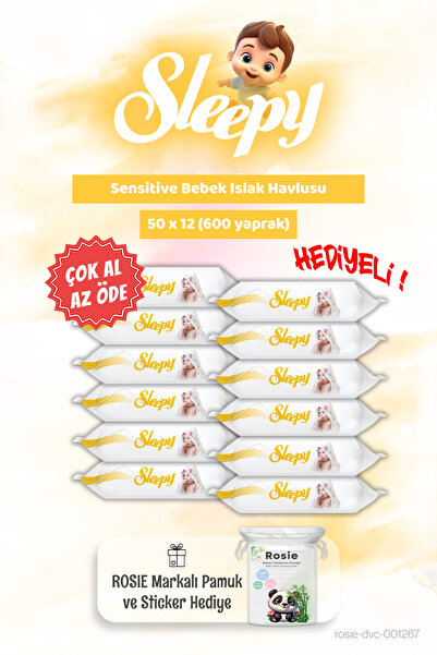 Sleepy Çok al Az öde 12 paket Sensitive Islak Mendil 25'li Ve Rosıe