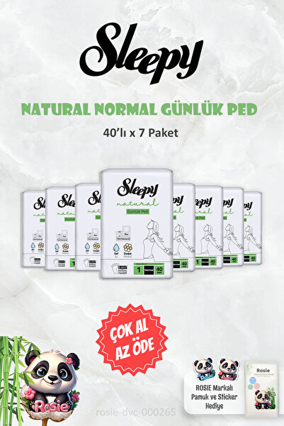 Sleepy 7'li çok Al az Öde Natural Ultra Hassas Günlük Ped Normal 40 Adet ve ROSIE