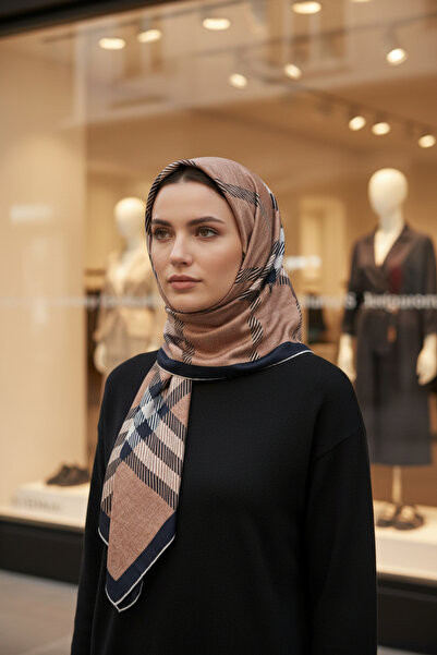 Onur Eșarfă - Eșarfă moale din bumbac în carouri pentru femei