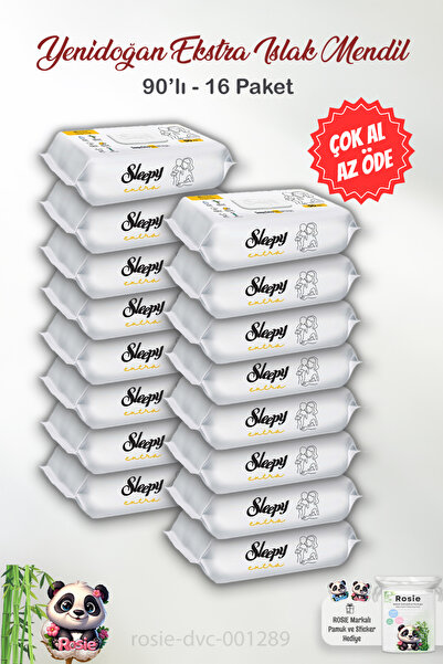 Sleepy 16 AL 14 ÖDE Sleepy Extra Islak Bebek Havlusu 90'lı ve ROSIE
