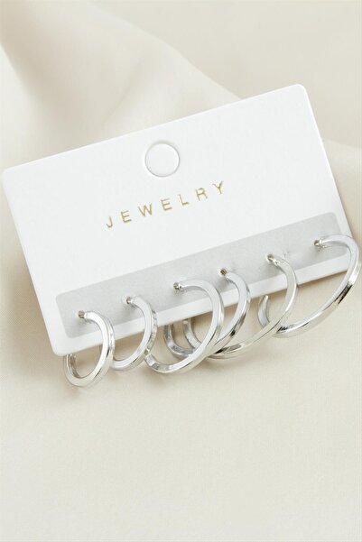 CT STONES Mtxdpn 6 Pcs Crushed Ring (174047) Earring-Silver Color