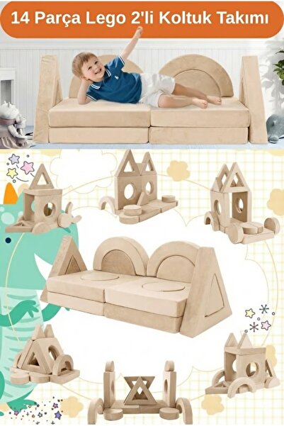SABY 14 Parça Yapı Oyuncak Modüler Bebek ve Çocuk 2'li Koltuğu