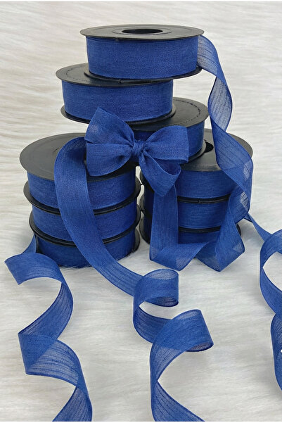 ZEYMERADE Saks Mavi Keten Nopeli Kurdele 2,5 Cm 20 Metre, Bohça Çeyiz Özel Gün Hediye Süsleme Kurdelesi