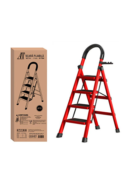 AT Performance Scară pliabilă, 4 trepte, pentru uz casnic – Stabilitate, siguranță și confort în orice activitate