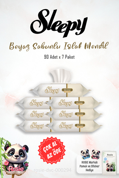 Sleepy 7 AL 6 ÖDE Sleepy Beyaz Sabun Kokulu Islak Havlu Mendil 90 Adet ve ROSIE