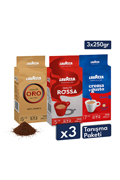 LavAzza Qualita ORO, ROSSA, GUSTO Filtre Kahve Set, 3x250gr