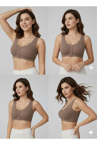 SWEETKORSE Lazer Kesim Önü Düğmeli Dikişsiz Görünmez Agraflı Askılı Hayalet Bralet Sütyen