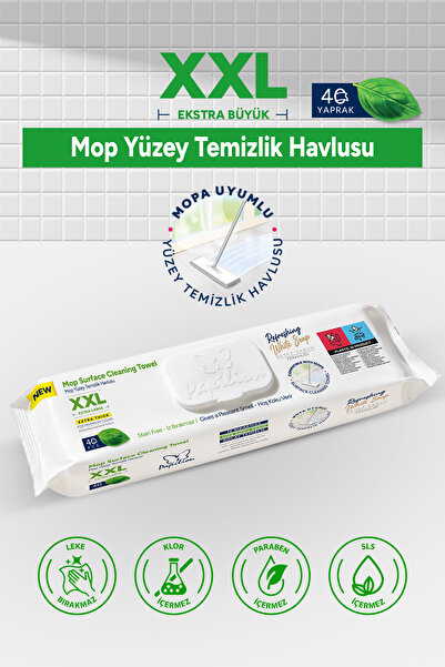 Papilion Easy Clean Xxl Beyaz Sabun Katkılı Naturel Formül Mopa Uyumlu Yer Temizlik Havlusu 40 Geniş Yaprak