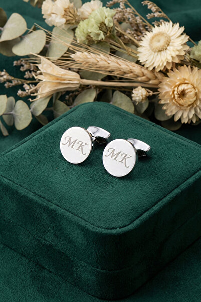 Kravatkolik İsme Özel Sevgiliye Hediye Baş Harf Gümüş Renk Kol Düğmesi