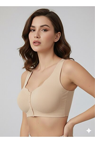 SWEETKORSE Sutien Ghost Bralet cu croială nasturi în față, fără cusături agra...