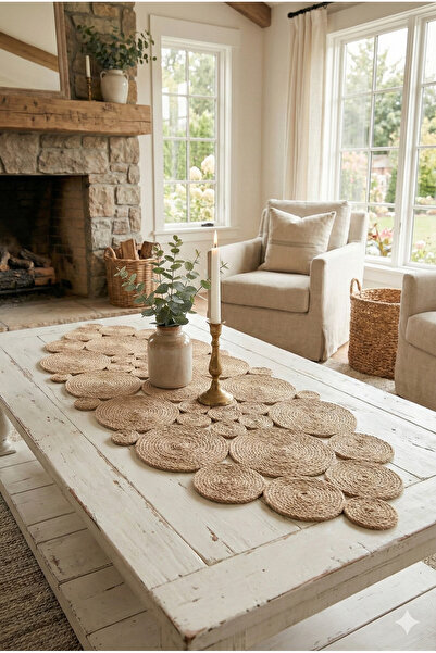 Homever Navette 100x45cm Răchită Iuta Sufragerie Față de masă Bucătărie / Run...