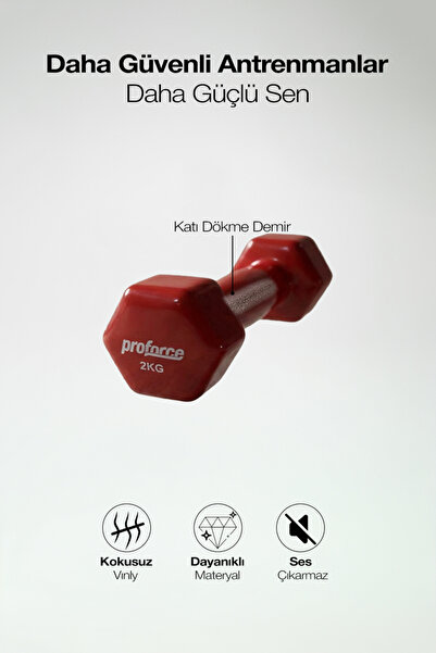 Proforce Vdb Dışı Vinil Kaplı İçi Çelik Döküm Dambıl 2 Kg - Tek Adet