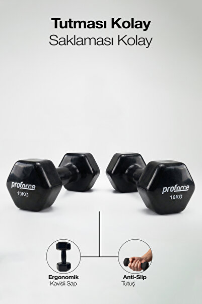 Proforce Vdb Dışı Vinil Kaplı İçi Çelik Döküm Ağırlık Tek Adet Dambıl 10 Kg