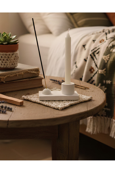 waimai Çift Fonksiyonlu Alçı Dekor – Mumluk & Tütsülük | El Yapımı | Şamdan M...