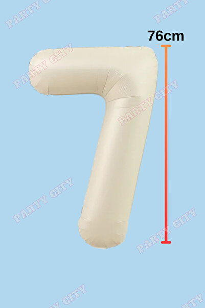 Party City بالون فويل رقم 7 مقاس 76 سم – لون كريمي |   بالون حفلة عيد ميلاد م...