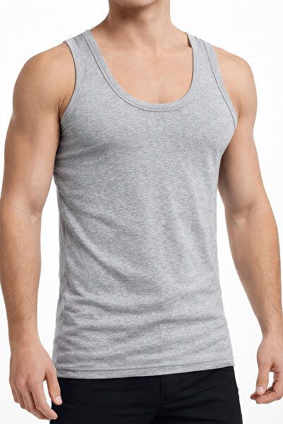 Verahed Classic Strap Tank Top 3-Pack Stretch Fabric 100% Cotton Gray Undershirt