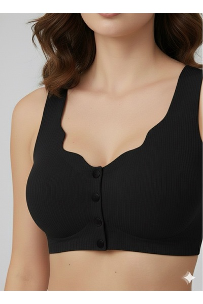 SWEETKORSE Sutien Ghost Bralet cu croială nasturi în față, fără cusături agrafe invizibile, perne detașabile și bretele