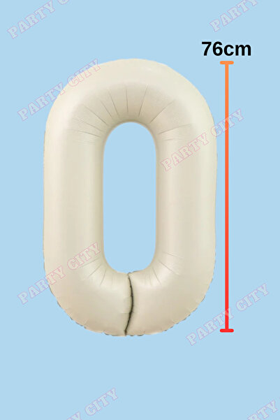 Party City بالون فويل رقم 0 مقاس 76 سم – لون كريمي |   بالون حفلة عيد ميلاد م...
