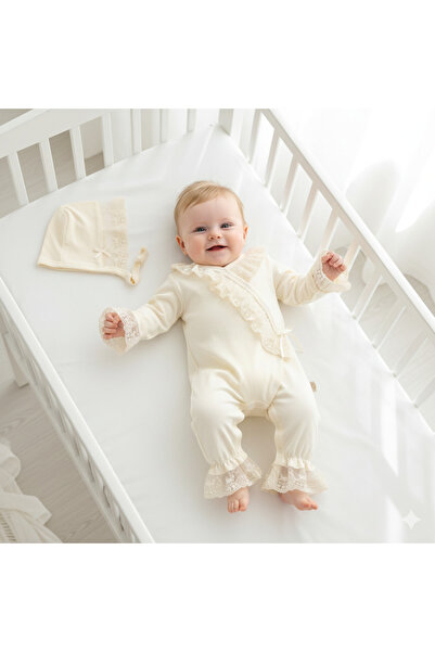 Miniday Baby Kız Bebek Dantelli Şapkalı Tulum Mevlütlük