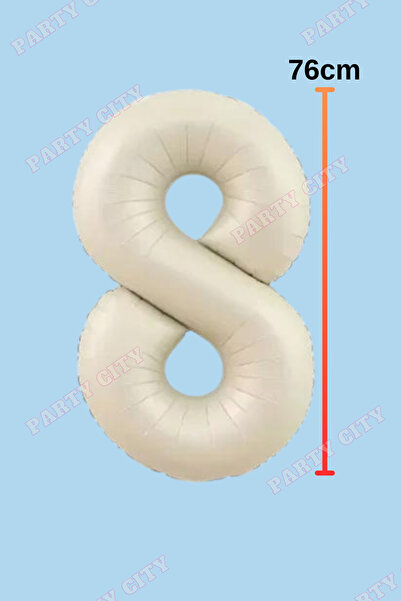 Party City بالون فويل رقم 8 مقاس 76 سم - لون كريمي |   بالون حفلة عيد ميلاد م...