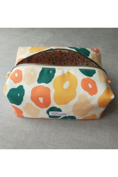 SevAte Handmade Hoș Çiçekler Yıkanabilir Makyaj&Seyahat Çantası/Geniș İç Haci...