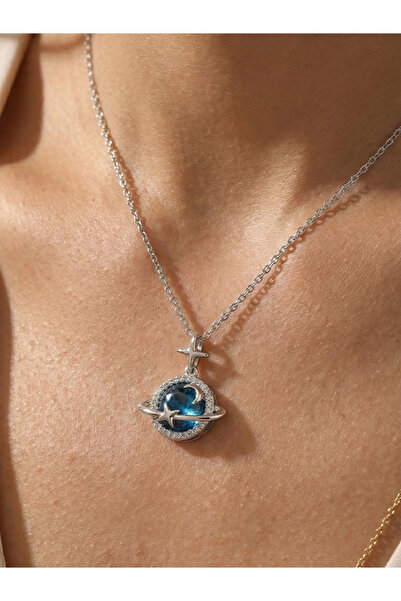 Happy Vibes قلادة القمر السماوية - قلادة نسائية من الفولاذ المقاوم للصدأ