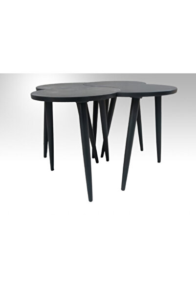 BENGİ TİCARET Zigon-Orta 19615 Sehpa Takım HİLAL Model Parlak Antrasit Renk K...