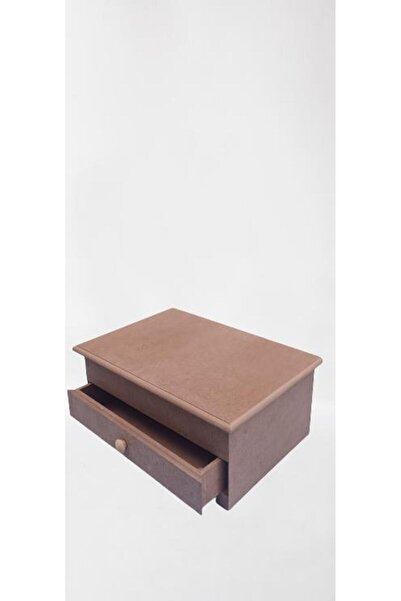 BENGİ TİCARET صندوق مجوهرات ومكياج ديكوري من هوبي 90040، مصنوع يدويًا من خشب MDF الخام مع فاصل قابل للسحب