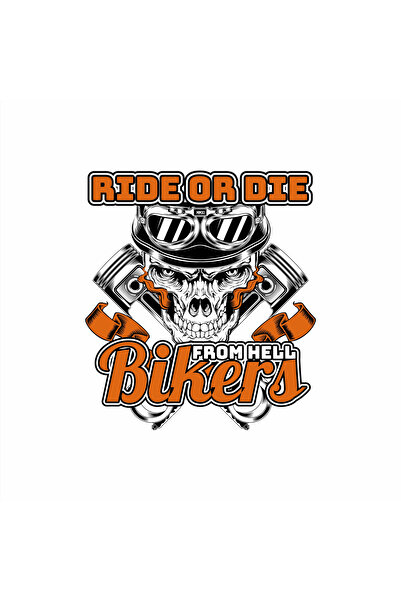 Reysa Tasarım ملصق ملون لركوب أو يموت - جمجمة راكب الدراجة النارية 10x10 سم