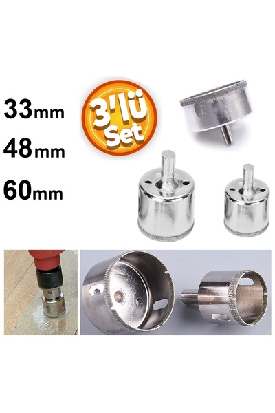 Depolife Mermer Granit Fayans Cam Yuvarlak Delme 33 48 60 mm Matkap Uyumlu 3l...