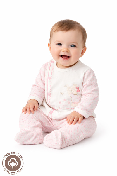 Minikel طقم أطفال من Miniel مطرز على شكل دمية دب مطبوع بأكمام طويلة من القطن العضوي للأطفال من عمر 0-6 أشهر