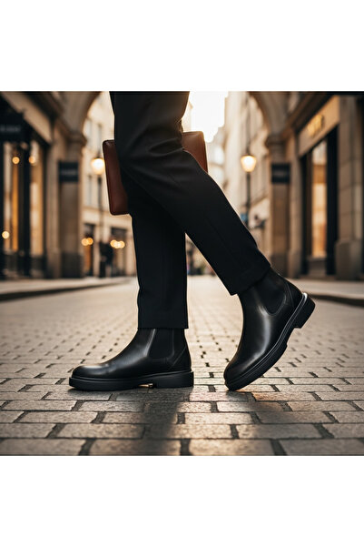 O’VALENCHE Erkek Siyah Hakiki Deri Bot