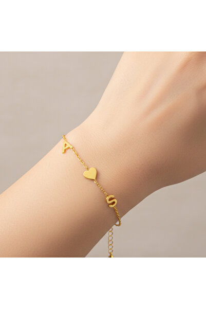 Soleildor 925 ayar Orijinal Gümüş Kişiye Özel Aralıklı Harf Kalp Pati Gümüş B...