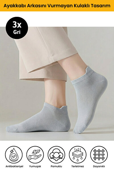 Dore Original 3 Pairs of Ear Comfort Model Sweat-Absorbent Sports Shoes Sneaker Premium Cotton Booties Socks