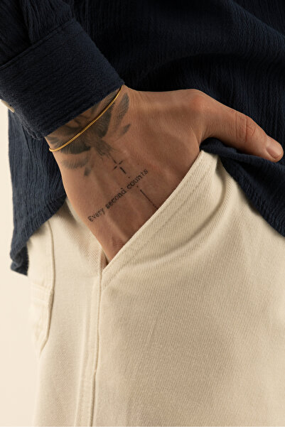 Fjellor Khandor Erkek Altın Renk İnce Snake Model Çelik Bileklik