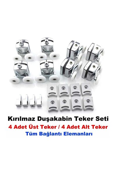 YAPI KALİTE Kırılmaz Duşakabin Tekeri Krom Çift Teker Duşakabin Rulmanı Eksik...