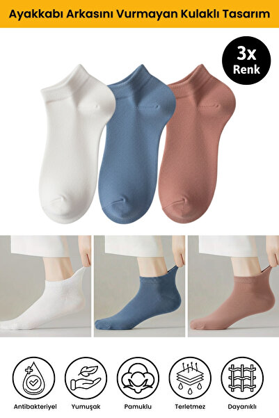 Dore Original 3 Pairs of Ear Comfort Model Sweat-Absorbent Sports Shoes Sneaker Premium Cotton Booties Socks