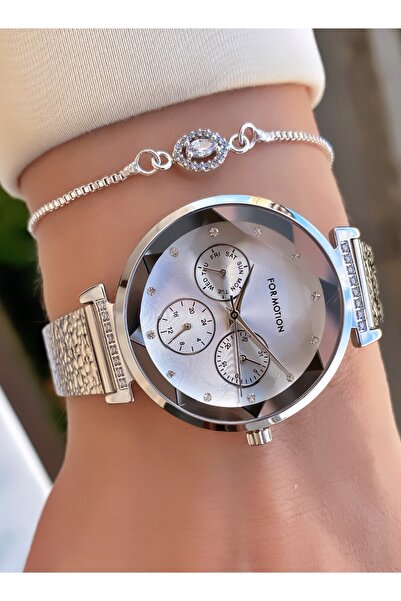 Ferrucci Marka Gümüş Renk Çelik Kordon 2 Yıl Garantili Kadın Kol Saati - Bileklik