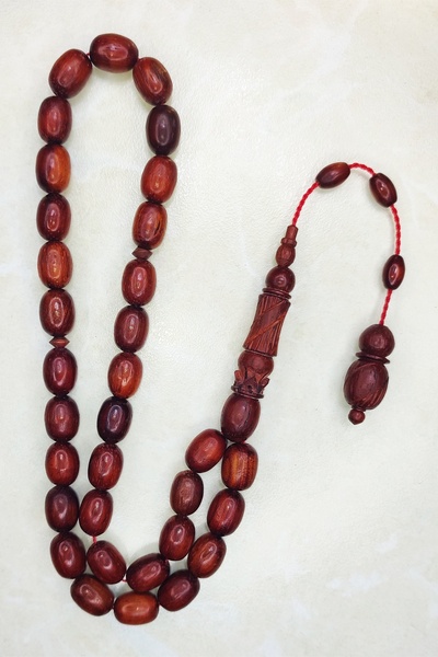 ŞAHBEY TESBİH Üst Düzey Koleksiyonluk Kan Ağacı Tesbih / Kalem İşçilikli İmame