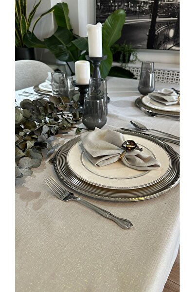 Decamor home 6 قطع من مناديل القماش الكتانية ذات الملمس اللامع باللون الرمادي الداكن