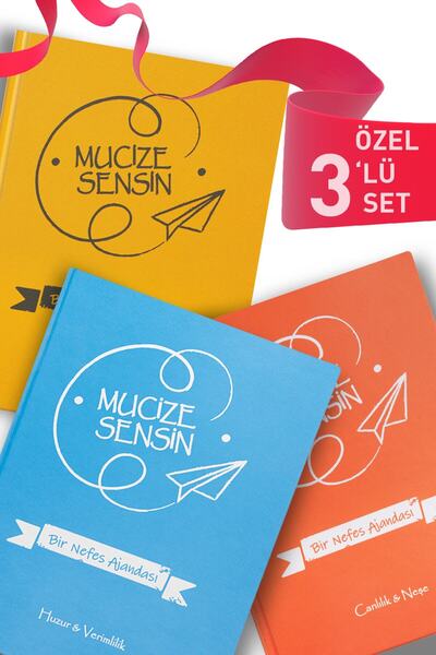 asha vibes 3lü Set Mucize Sensin Tarihsiz Ajandası 192 Sayfa Büyük Boy Çıkart...
