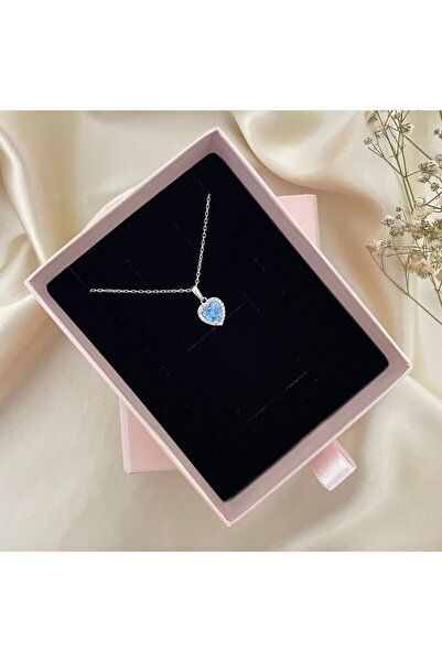 Lovera Jewellery 925 Ayar Gümüş Mavi Taşlı Pırlanta Montürlü Kalpli Kadın Kol...