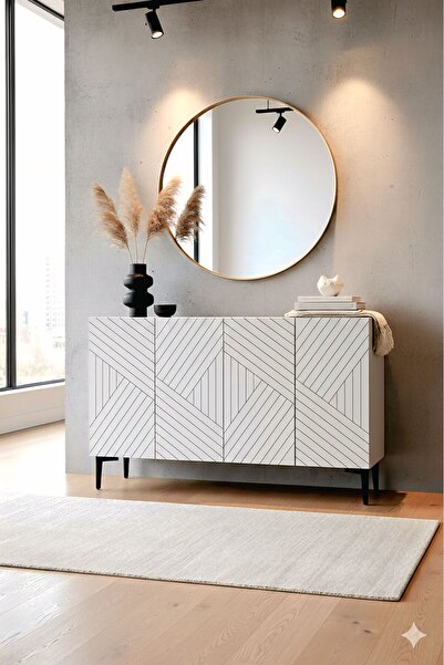 YUMEDİ DESİGN KA1210B - STOYAN KONSOL, TV SEHPASI, ÇOK AMAÇLI DOLAP ve KAHVE KÖŞESİ BEYAZ 120cm