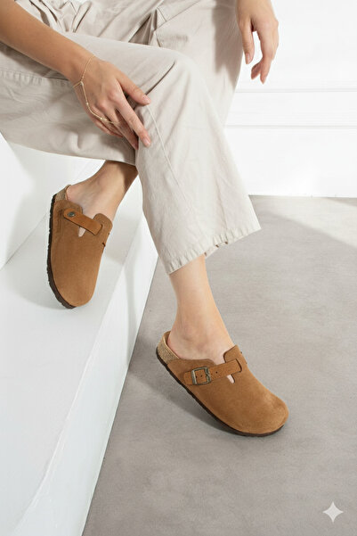 Uniqueqoop أوسلو الفلين الوحيد من جلد الغزال النعال التشريحية