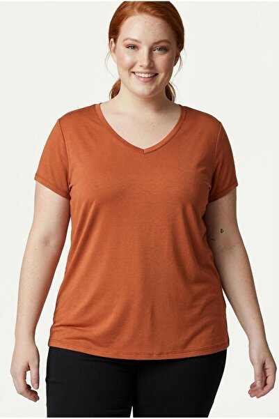 Ebsumu Γυναικείο μπλουζάκι με λαιμόκοψη σε σχήμα V σε μεγάλο μέγεθος – Άνετη ...