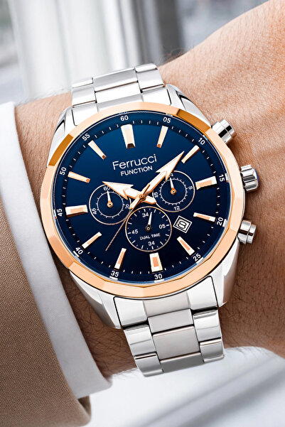 Ferrucci Function Gümüş Çelik Erkek Kol Saati – 44 mm, 3 ATM Suya Dayanıklı zmfer041