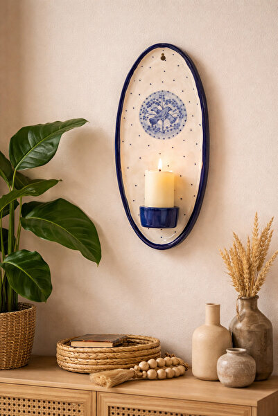 Genel Markalar Beyaz seramik kuş figürlü duvar şamdanı, dekoratif ve şık tasarım