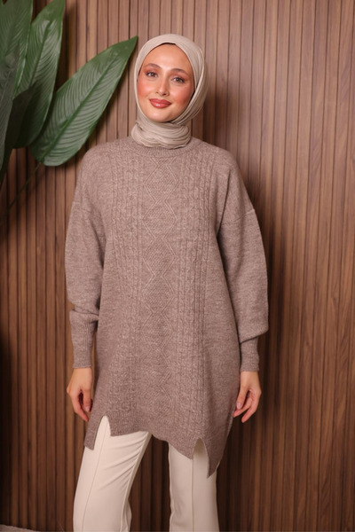 Balenbi Baklava Patterned Soft Hijab Knitwear Tunic 7032