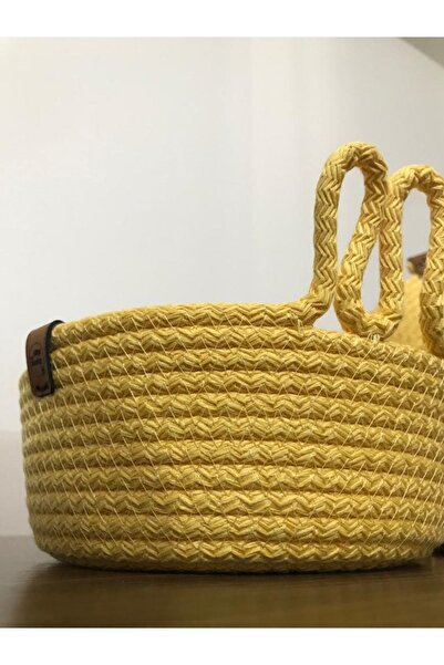 Naspar سلة صفراء / سلة منظمة / سلة منظمة / سلة حمام / سلة مصنوعة يدويًا مكونة...